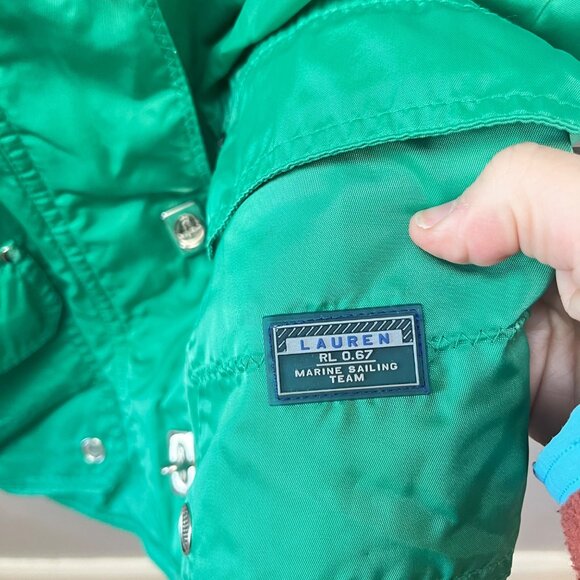 Lauren RL67 Green Nylon Vest W/ Plaid Cotton Lining Marine & Sailing Team Size M - Picture 3 of 9